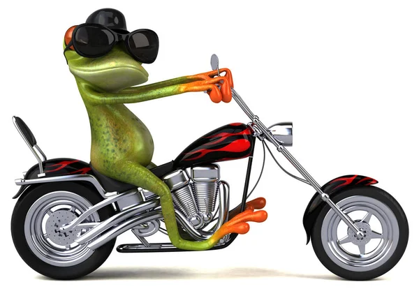 Grenouille Amusante Sur Une Moto Illustration — Photo