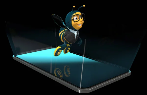 Bee Een Telefoon Illustratie — Stockfoto