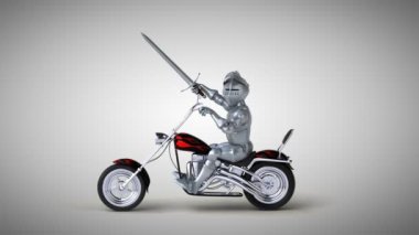 Eğlenceli şövalye motorcu - 3d animasyon