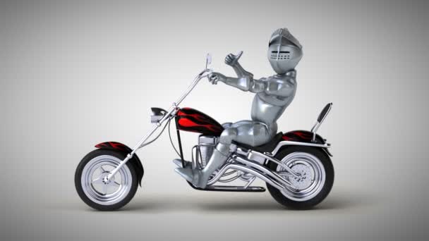 Spaß Ritter Biker Animation — Stockvideo