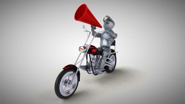 Eğlenceli Şövalye Motorcu Animasyon — Stok video