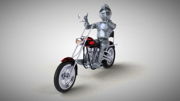 Eğlenceli Şövalye Motorcu Animasyon — Stok video
