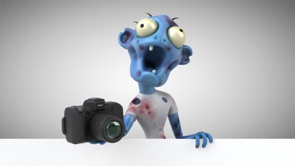 带有摄像机的滑稽卡通人物 3D动画 — 图库视频影像