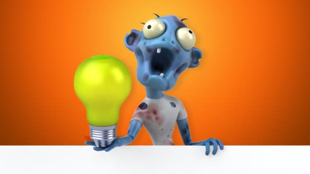 具有灯泡的卡通人物 3D动画 — 图库视频影像