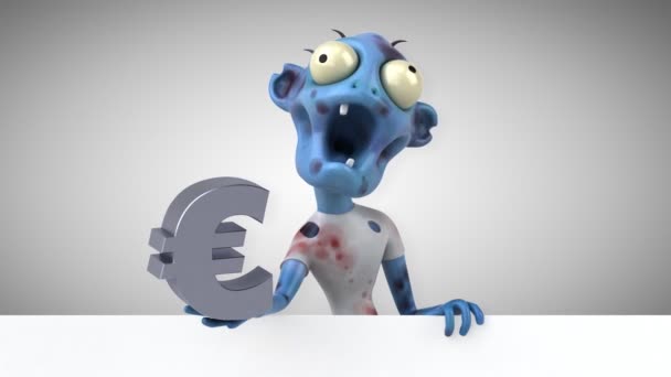 Zombi Komik Çizgi Film Karakteri Ile Euro Animasyon — Stok video
