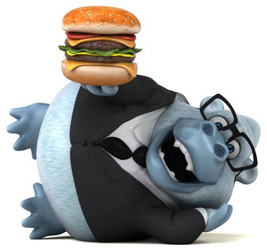 Hamburger - 3d çizim ile eğlenceli çizgi film karakteri