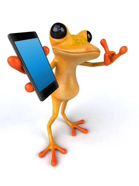 Grenouille Amusante Avec Téléphone Illustration — Photo