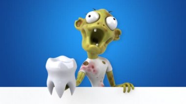 zombi çizgi film karakteri ile diş - 3d animasyon 