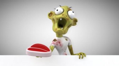 zombi komik çizgi film karakteri ile et - 3d animasyon 