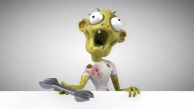 zombi eğlenceli çizgi film karakteri ile araç - 3d animasyon 