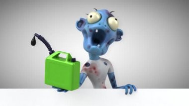 zombi eğlenceli çizgi film karakteri ile petrol - 3d animasyon 