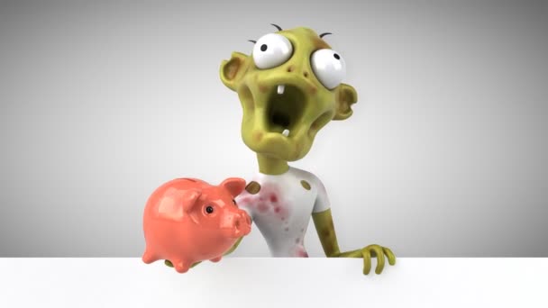 Zombie Kreslená Postavička Prasátko Animace — Stock video