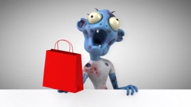 komik çizgi film karakteri ile alışveriş çantası - 3d animasyon 