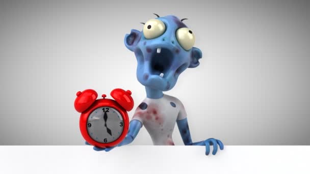 Funny Cartoon Character Alarm Clock Animation — Stock Video