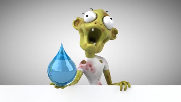 有趣的卡通人物与水滴 — 图库视频影像