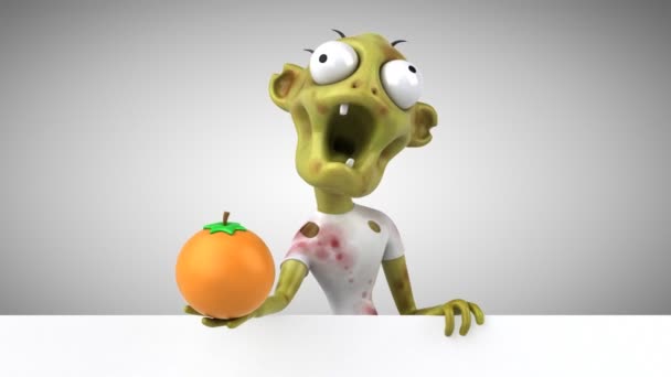 滑稽卡通人物与橙色3D — 图库视频影像