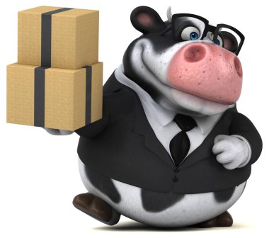 Eğlenceli inek karakteri - 3D İllüstrasyon