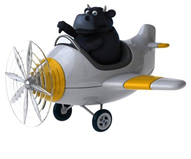 eğlenceli çizgi film karakteri uçakta - 3d çizim