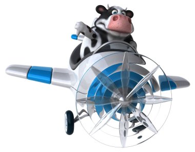 eğlenceli çizgi film karakteri uçakta - 3d çizim