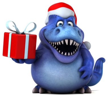 Eğlenceli çizgi film karakteri ile hediye - 3d çizim