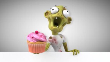 zombi komik çizgi film karakteri ile cupcake - 3d animasyon 