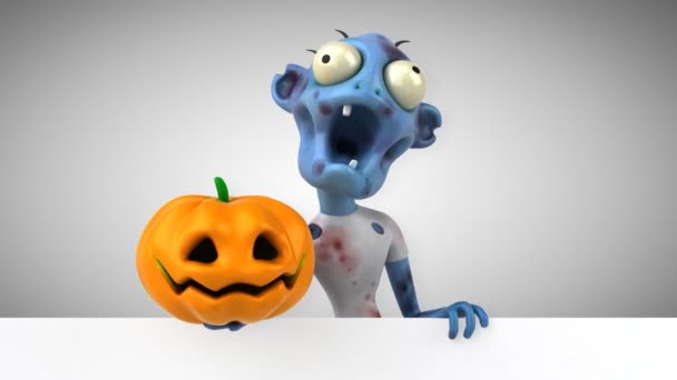 Leuke Zombie Met Pompoen Animatie — Stockvideo