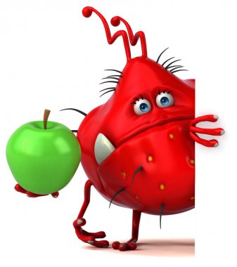 Apple - 3d çizim ile eğlenceli çizgi film karakteri