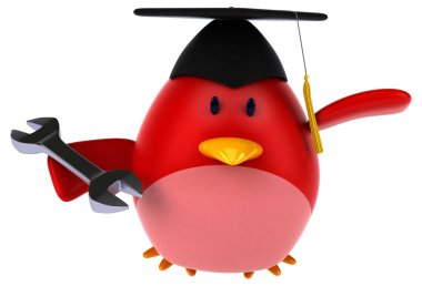 Eğlenceli çizgi film karakteri ile anahtar - 3d çizim