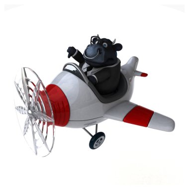 komik çizgi film karakteri uçakta - 3d çizim