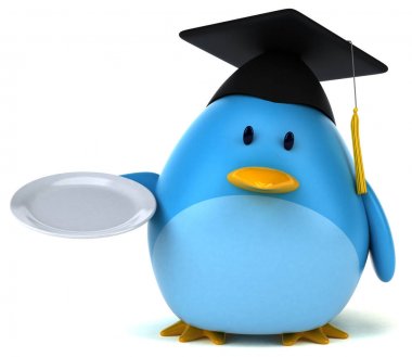 Eğlenceli çizgi film karakteri ile plaka - 3d çizim