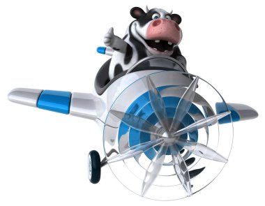 komik çizgi film karakteri uçakta - 3d çizim