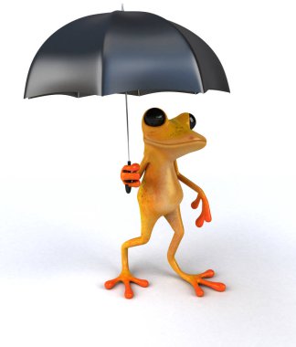 Şemsiye - 3d çizim ile eğlenceli kurbağa