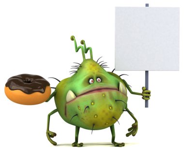 Komik karikatür karakter ile çörek - 3d çizim