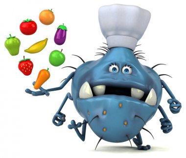 Meyve ve sebze - 3d çizim ile eğlenceli çizgi film karakteri