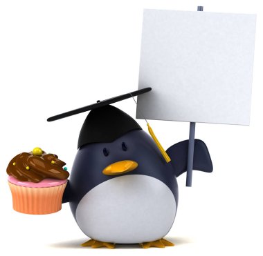 Komik karikatür karakter ile cupcake - 3d çizim
