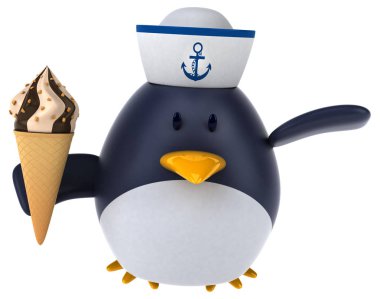 Kırmızı kuş ile dondurma - 3d çizim