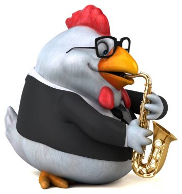 Müzik - 3d çizim komik çizgi film karakteri