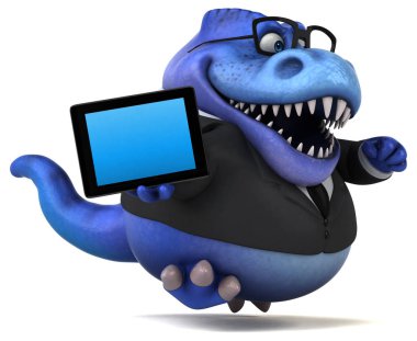 Komik çizgi film karakteri ile tablet - 3d çizim