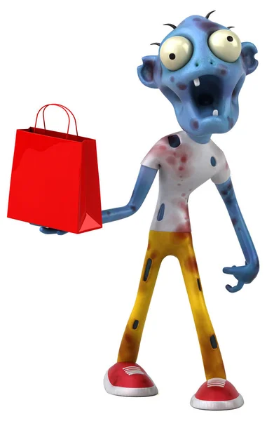 Funny Cartoon Character Shopping Bag Illustration — Stock Photo, Image