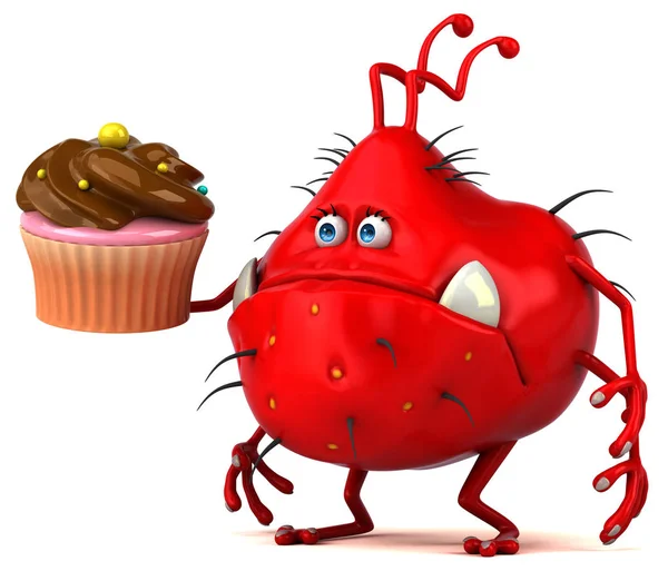 Funny Cartoon Charakter Cupcake Ilustracja — Zdjęcie stockowe