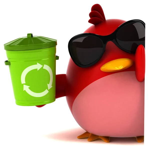 Rolig Tecknad Karaktär Med Recycle Bin Illustration — Stockfoto