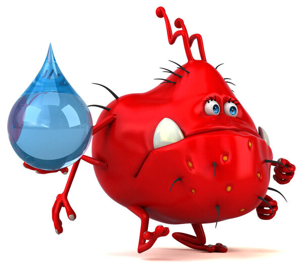Fun cartoon character with water drop    - 3D Illustration