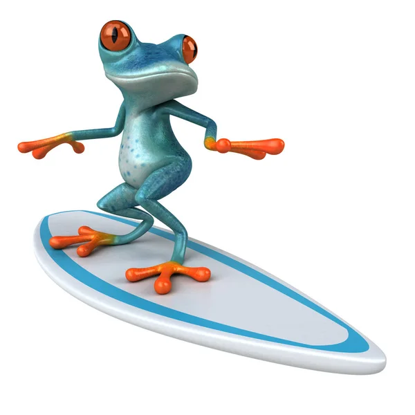 Spaß Frosch Surfen Illustration — Stockfoto