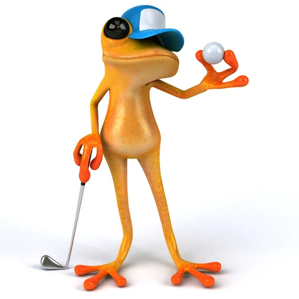 Kul Groda Golfspelare Illustration — Stockfoto