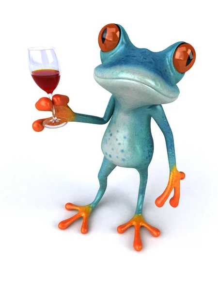 Personagem Desenho Animado Engraçado Com Vinho Ilustração — Fotografia de Stock