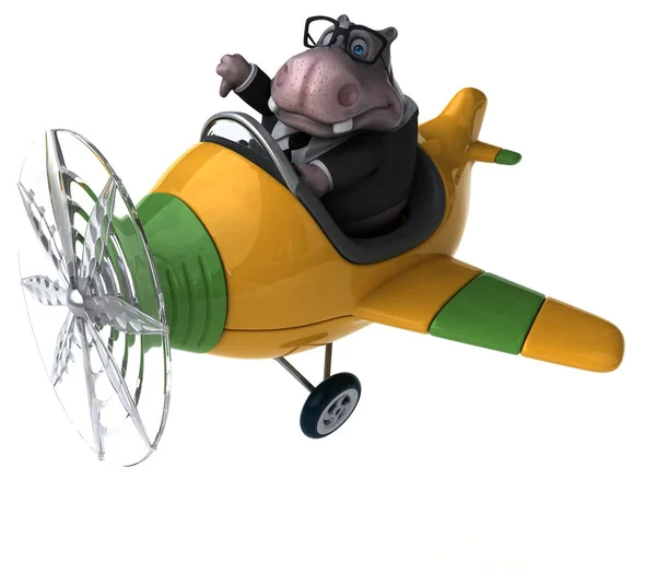 Komik Çizgi Film Karakteri Uçakta Çizim — Stok fotoğraf