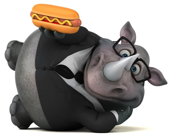 Lustige Cartoon Figur Mit Hotdog Illustration — Stockfoto