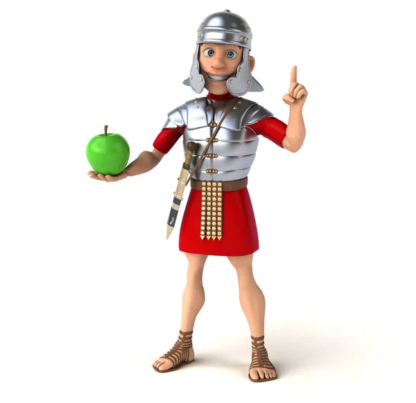 Rolig Tecknad Figur Med Apple Illustration — Stockfoto