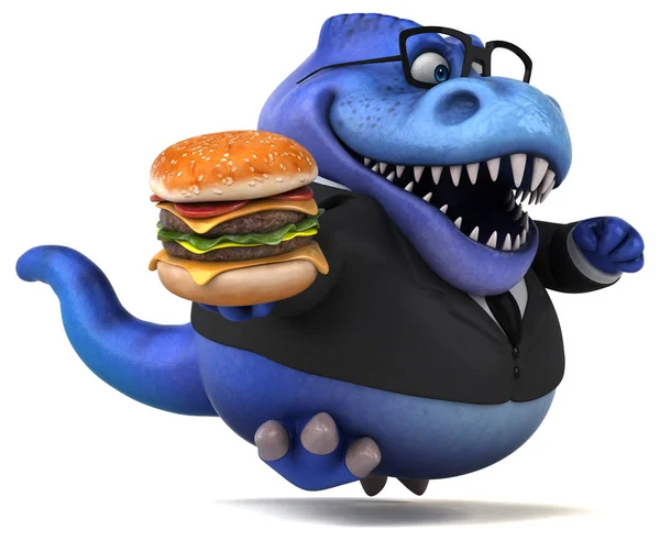 Lustige Cartoon Figur Mit Hamburger Illustration — Stockfoto