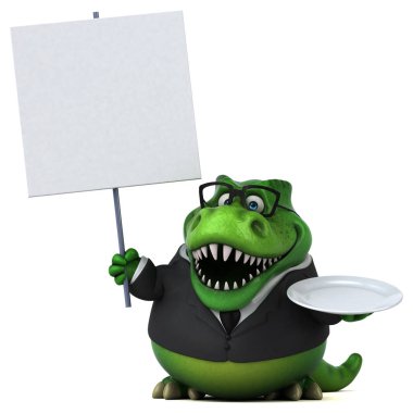 Eğlenceli çizgi film karakteri ile plaka - 3d çizim